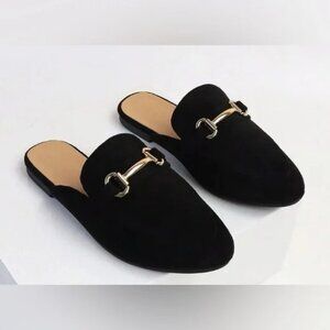 SHEIN Women Wide Fit Metal Decor Flat Mules - 9